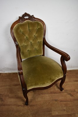 Lot 1575 - Victorian button back open armchair