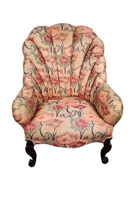 Lot 1574 - Victorian armchair upholstered in poppy fabric