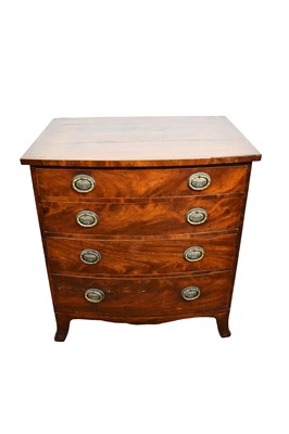 Lot 1571 - Regency mahogany bowfront bedside chest of four drawers