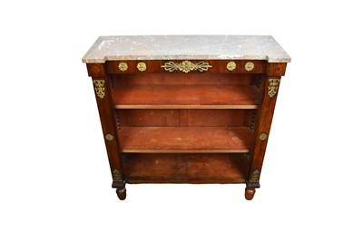 Lot 1572 - 19th century rosewood and brass inlaid marble topped dwarf bookcase