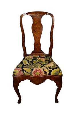 Lot 1573 - Late 18th / early 19th century Dutch floral marquetry side chair