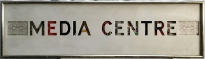 Lot 14 - Richard Drew, known as Zacron (British, 1943-2012) collage and mixed media - 'Media Centre - Zacron Studios, 30 x 104cm, together with a panoramic photograph of Zacron's studio, dated 2008. (2)<...