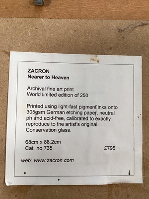 Lot 31 - Richard Drew, known as Zacron (British, 1943-2012) archival fine art print, limited edition of 250, Nearer to Heaven, signed, 88 x 68cm, Mall Galkeries label verso, glazed frame