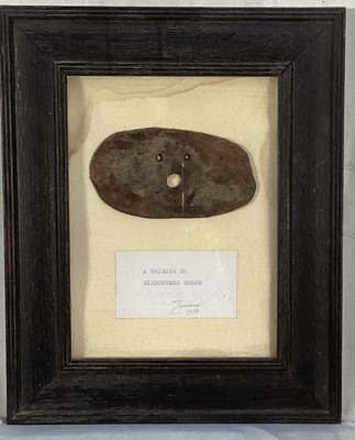 Lot 6 - Richard Drew, known as Zacron (British, 1943-2012) found object - A tribute to Hieronymus Bosch, signed and dated 1978, glazed frame, total size 29 x 23cm
