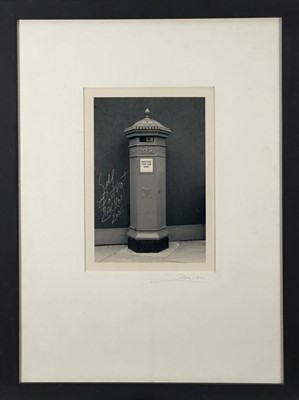 Lot 7 - Richard Drew, known as Zacron (British, 1943-2012) photographic print - Self portrait (as a pillar box) signed, image 25 x 16cm