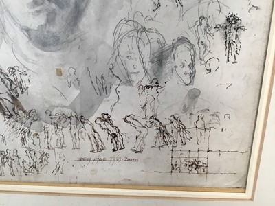 Lot 15 - Richard Drew, known as Zacron (British, 1943-2012) pen and wash, Skating figures, 28 x 28cm, glazed frame