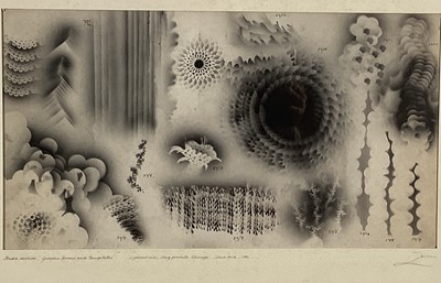 Lot 79 - Richard Drew, known as Zacron (British, 1943-2012) lightfast ink and airbrush, Graphic forms, 1981, two works, each signed and inscribed, 25 x 45cm, glazed frames