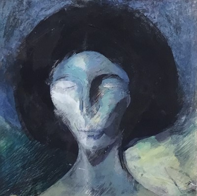 Lot 96 - Richard Drew, known as Zacron (British, 1943-2012) mixed media, Meditation, 1983, signed and inscribed to mount, 19 x 19cm, glazed frame