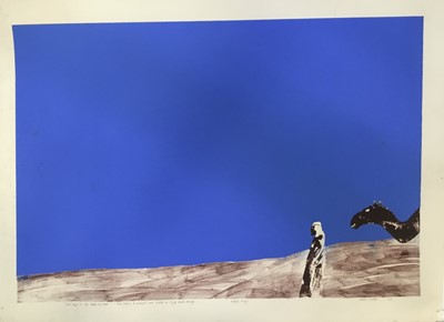 Lot 37 - Wilton Priestner (b 1934) lithograph - Bad days at the Wade El-Juab, signed and dated 1968, and titled, approximately 51 x 70cm, together with a lithograph of poisson by Roger Bezomes (1913-1994...