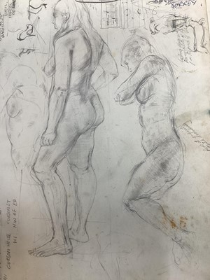 Lot 52 - Richard Drew, known as Zacron (British, 1943-2012) large sketchbook, circa 1960s, really showcasing the artist's great ability and creativity , including landscape and figure studies in a range...