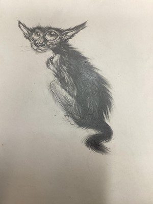 Lot 57 - Richard Drew, known as Zacron (British, 1943-2012) pencil, mythical beast, 29 x 24cm, and good collection of sketchbook pieces, housed within an A3 folder