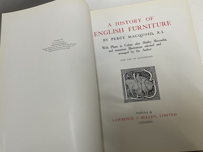 Lot 1677 - Percy MacQuoid - A History of English Furniture four volumes, in cloth bindings and dust wrappers