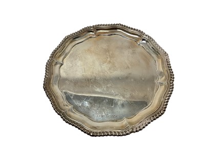 Lot 346 - Silver salver with gadrooned rim