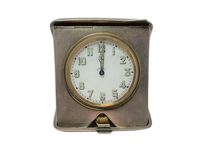 Lot 351 - Silver cased travelling desk clock