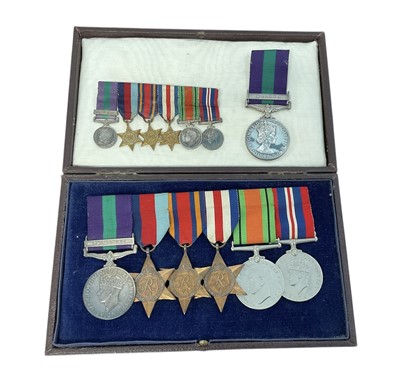 Lot 29 - Second World War and later family medal group comprising George VI General Service medal group with Palestine clasp named to Lieut. H. Butterworth. N. Staff. R., 1939 - 1945 Star, Burma Star