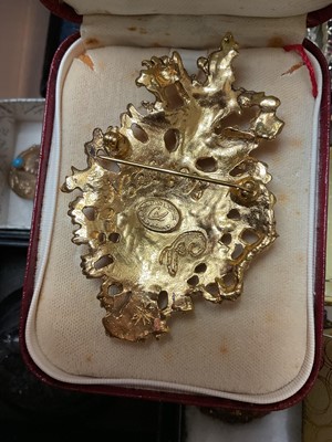 Lot 3 - Collection of vintage brooches including micro mosaic, paste set, Christian Lacroix 'Nöel 1998' gilt metal brooch etc