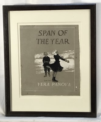 Lot 186 - Lynton Lamb (1907-1977) watercolour - Original artwork for the dust jacket of Vera Panova - 'Span of the Year', 28cm x 24cm, in glazed frame
