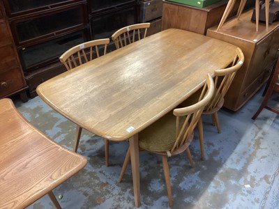 Lot 1204 - Ercol dining table with extension together with six chairs