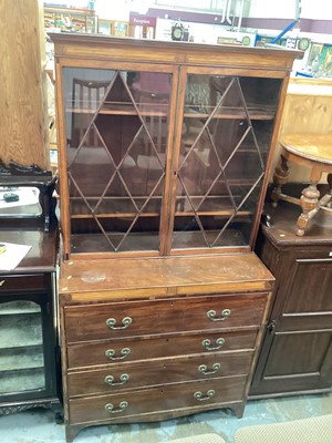 Lot 1224 - George III glazed secretaire bookcase