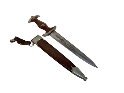 Lot 853 - Second World War Nazi 1933 Model S.A. dress dagger, the blade etched 'alles für Deutschland', by Carl Wusthof in scabbard with original brown finish.