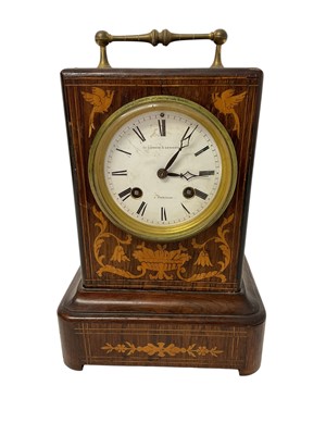 Lot 804 - 19th century French mantel clock in rosewood case retailed in Guernsey