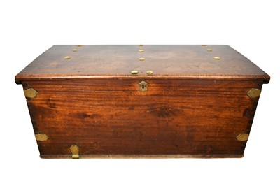 Lot 1678 - 18th / 19th century colonial brass bound teak chest of bold proportions