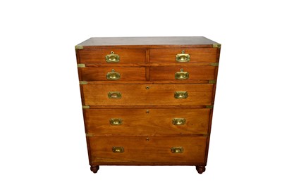 Lot 1676 - Fine quality 19th century Ross & Co of Dublin teak and brass bound military chest