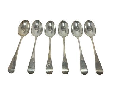 Lot 378 - Set of six Victorian silver Old English pattern table spoons