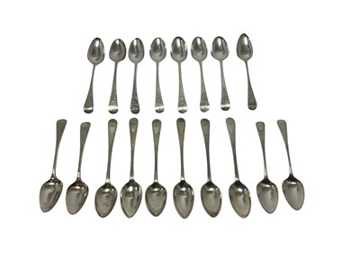 Lot 323 - Set of six George III silver teaspoons and two other sets