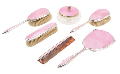 Lot 273 - Deco style six piece enamelled dressing table set by Mappin and Webb...