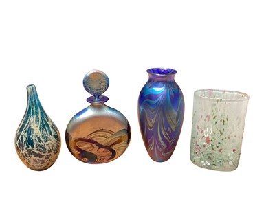 Lot 1111 - Group of art glass to include Isle of Wight, Okra, Mdina and a clear glass dragon (5)