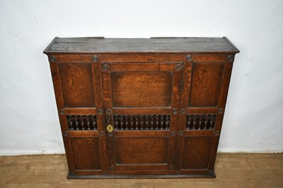 Lot 1665 - 17th century style oak hanging food cupboard