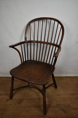 Lot 1668 - Early 19th century yew and elm stick back Windsor chair