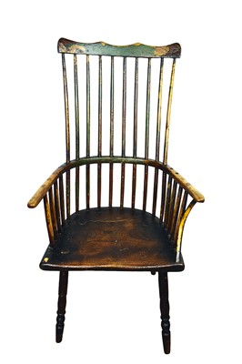 Lot 1669 - 19th century high stick back primitive Windsor chair