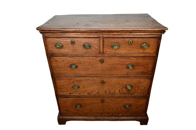 Lot 1662 - Rare George III solid elm chest of drawers