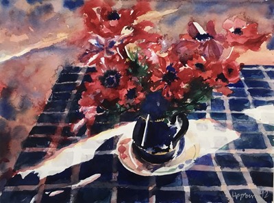 Lot 5245 - Large 20th century watercolour - Still life, signed Hepurn and dated '92, 57cm x 75cm, in glazed frame