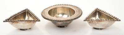 Lot 318 - Scottish silver bowl and pair of matching triangular shaped dishes