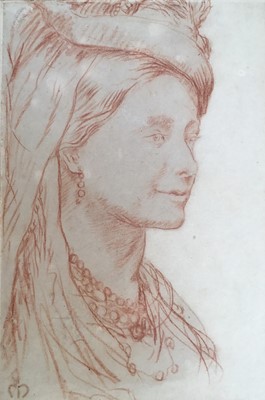 Lot 302 - Late 19th/early 20th Century chalk - Portrait of a Woman, monogrammed, 25cm x 17cm, unframed