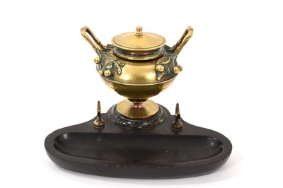 Lot 1096 - 19th century French inkstand on marble base