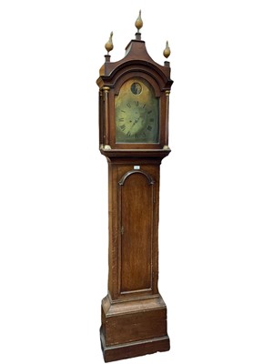 Lot 823 - George III eight day oak long case clock with brass dial by John Draper, Maldon
