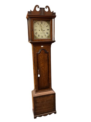 Lot 822 - George IV 30 hour oak longcase clock with painted dial, signed Jn. Carr, Swaffham