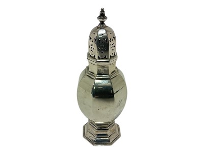 Lot 337 - Scottish silver sugar caster by Hamilton & Inches, Edinburgh 1910
