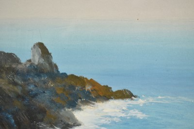 Lot 151 - Daniel Sherrin (1868-1940) gouache - Rocky Coastline, signed, 37cm x 49cm, in glazed gilt frame