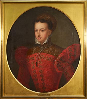 Lot 1265 - John Medina (1721-1796) oil on canvas - Mary Queen of Scots, 76cm x 63cm, in oval slip and gilt frame, with original bill of sale from the artist dated 1760