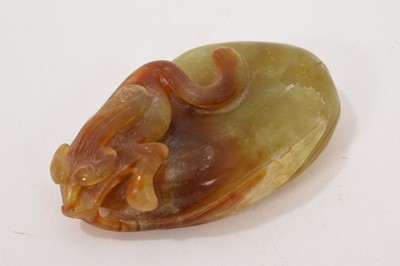 Lot 863 - Chinese jade or hardstone carving of a peach with qilin