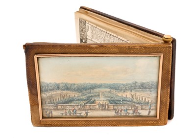 Lot 832 - Early 19th century French notebook with hand painted panel cover, dated 1822