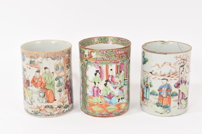 Lot 79 - Three 18th/19th century Chinese porcelain tankards