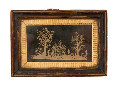 Lot 914 - 18th century miniature paper cut picture, inscribed to reverse Lady Mary Keith countess...