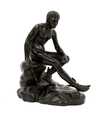 Lot 889 - 19th century continental Grand Tour bronze sculpture of Hermes at rest