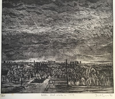 Lot 205 - Dave Gunning (Contemporary) etching - Bilston Steelworks in 1978, signed in pencil, titled, numbered and dated '91, 27cm x 32cm, unframed